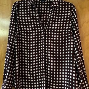 Women's dark red and tan Checkered Top